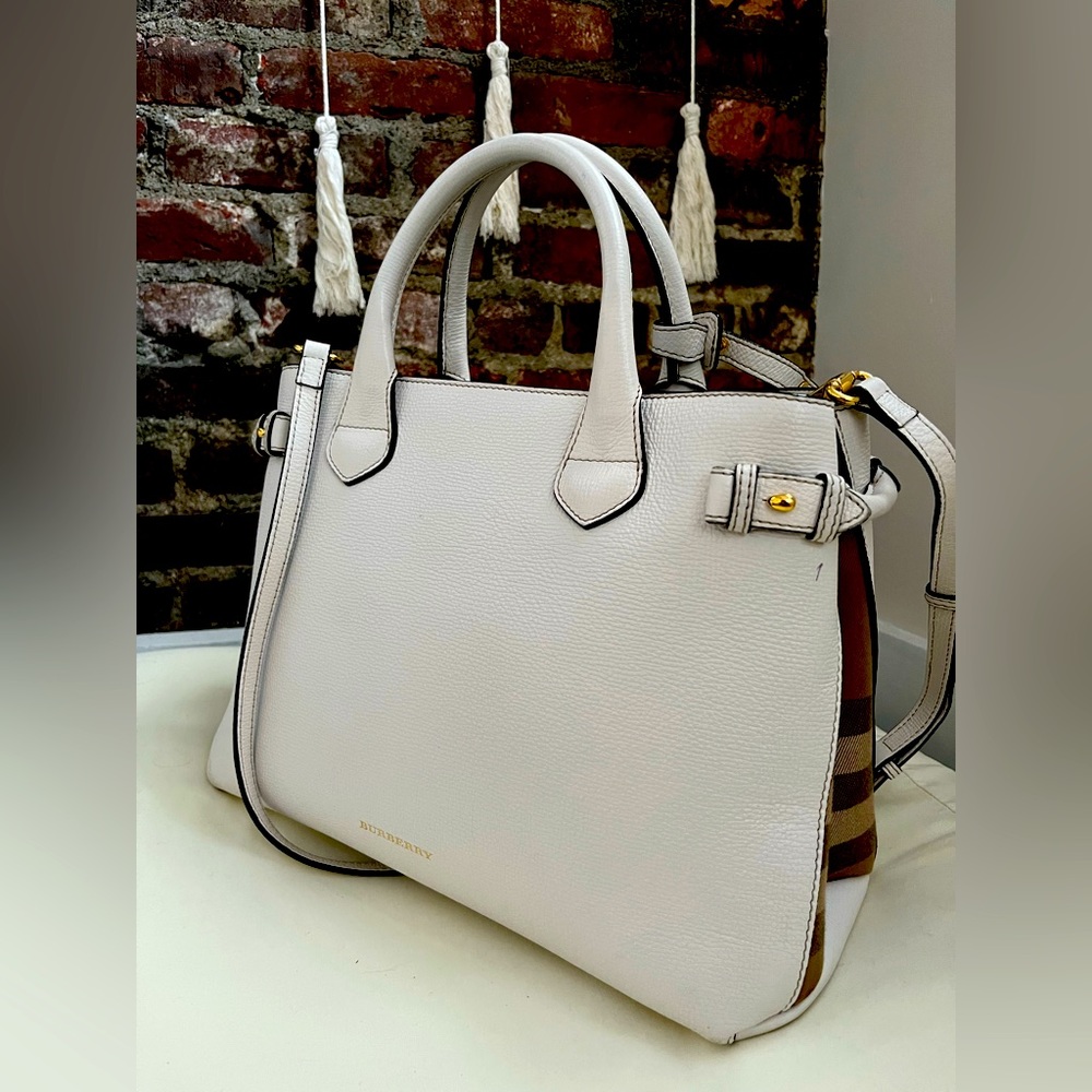 Burberry Banner Bag White Leather Medium
